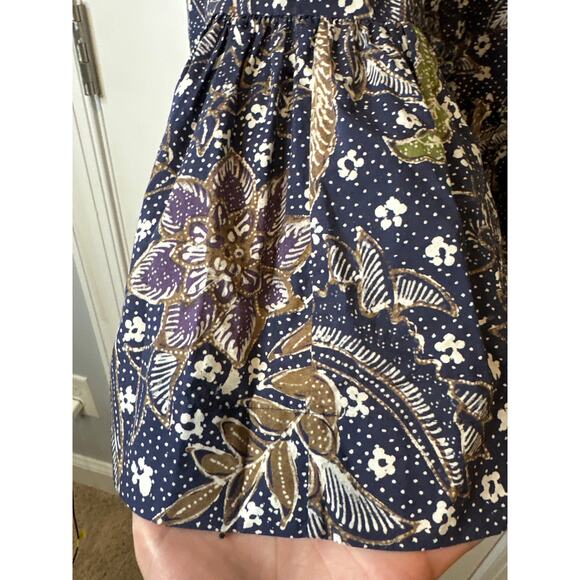 Cara Cara Janie Blue Floral Cotton Puff Sleeve Mini Dress Size Large - Picture 8 of 10